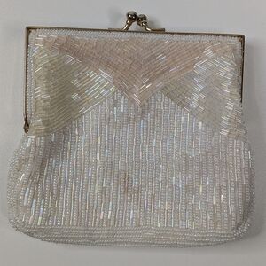 Magid White/Pastel‎ Beaded Evening Bag Vintage 50s 60s Macau Handmade